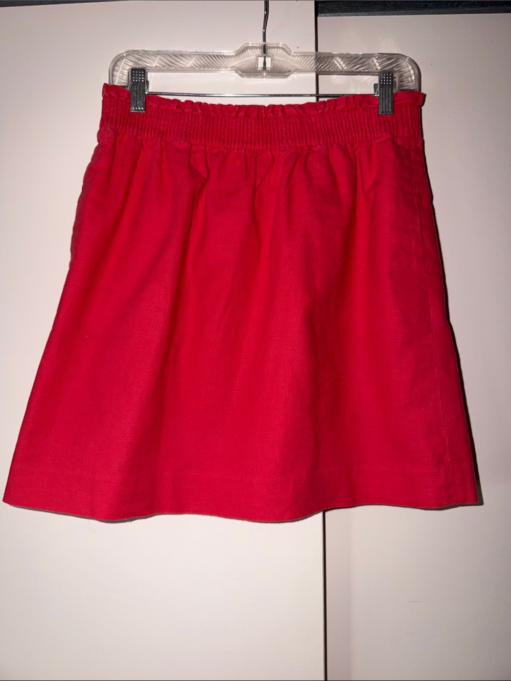 J. Crew Coral Red Elastic-Waist Mini Skirt, Size 8